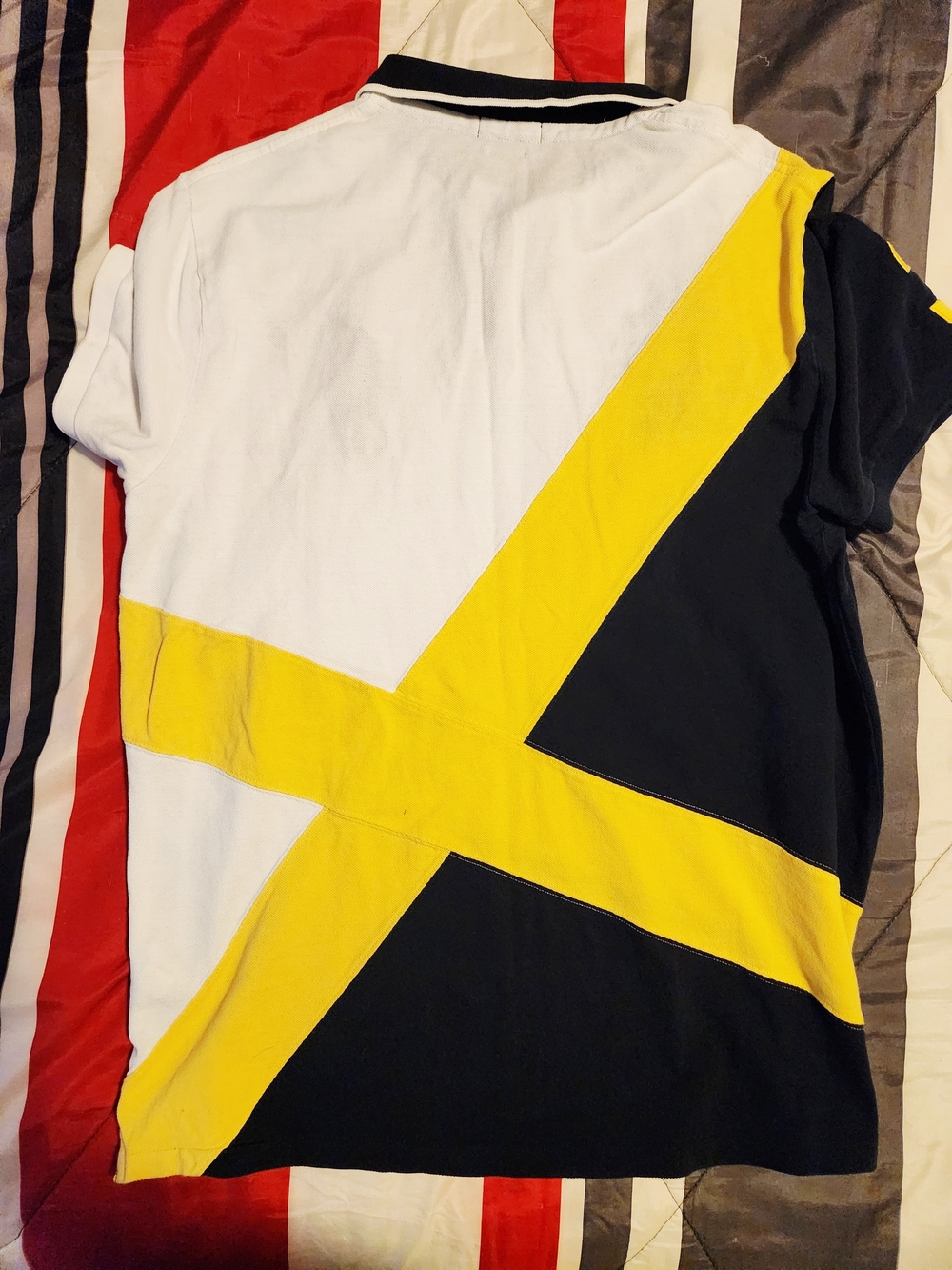 Ralph Lauren Men’s White Blue Yellow Rugby Polo with Big Pony - Picture 4 of 4
